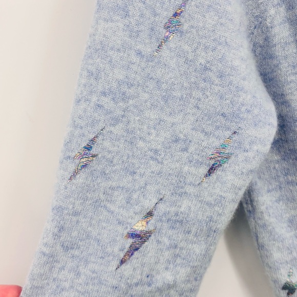 Brodie 100 % cashmere lightning Bolt iridescent jumper sweater Sz S celestial - Picture 4 of 10